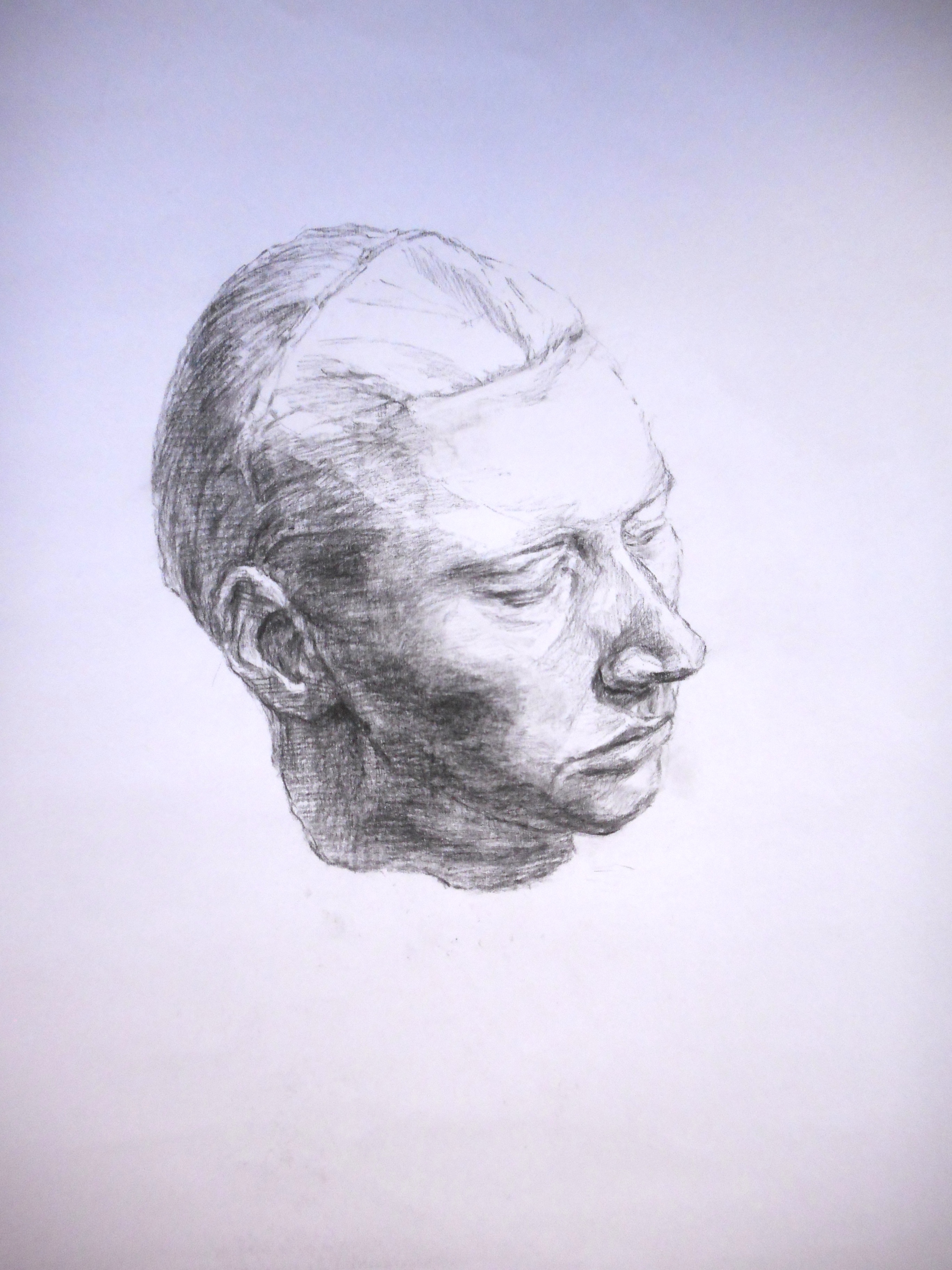 A head with closed eyes.